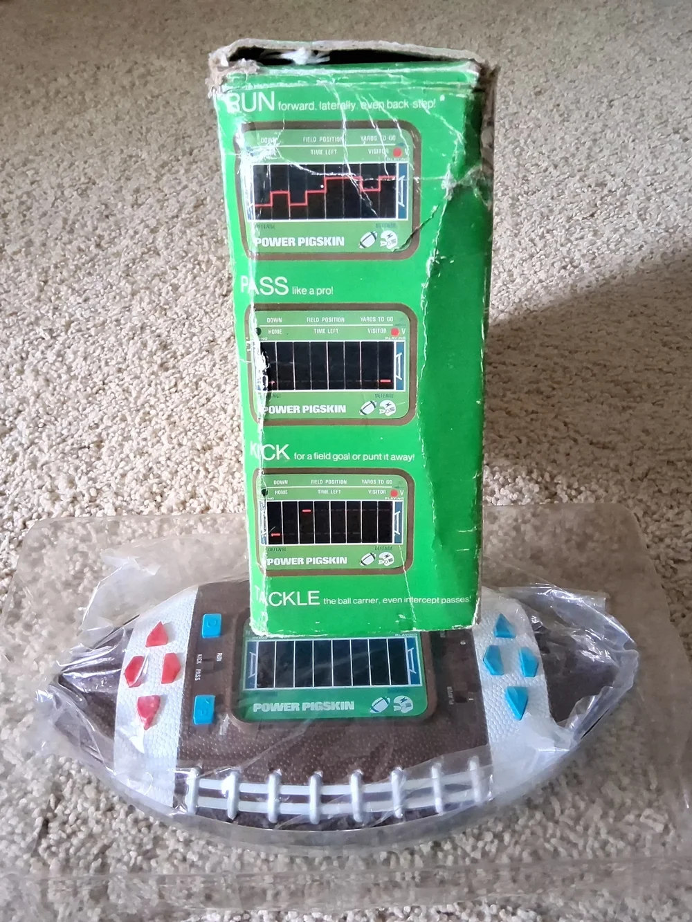 POWER PIGSKIN FOOTBALL 80's Handheld Electronic Tabletop Video Game. Working!